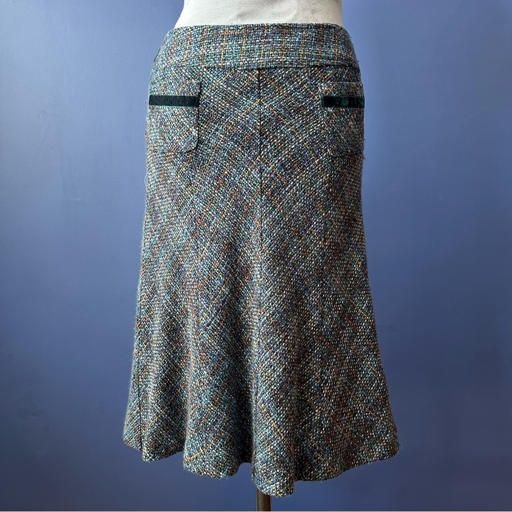 Smart Set Tweed A-Line Skirt in Blue and Brown